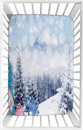Miniatura 23 de Sábana decorativa para cuna, sábana bajera ajustable de microfibra para cuna para bebés y niños pequeños, 28 x 52 x 8 pulgadas, juego de sábanas