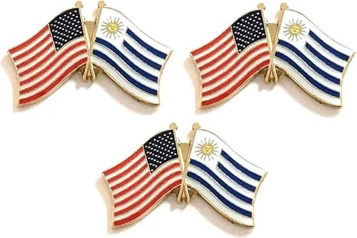 Miniatura 79 de 3 Pines de solapa con banderas de Estados Unidos y países internacionales, paquete de 3 pines dobles con diseño de banderas de Estados Unidos