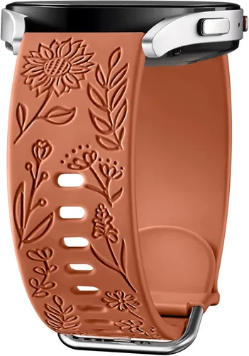 Samsung Galaxy - Correa deportiva de silicona grabada con girasol de 1.575 pulgadas/1.732 pulgadas, para mujeres y hombres Marrón