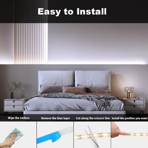 Miniatura 7 de echosari 2 piezas de tiras de luces que funcionan con pilas, 9.8 pies 90 luces LED autoadhesivas con control remoto y temporizador, tira de luz