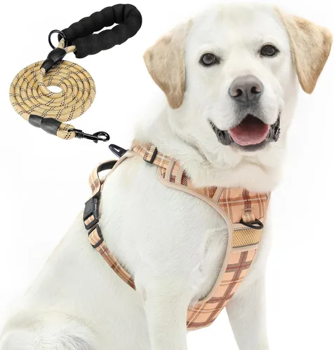 Miniatura 28 de PUPTECK Arnés para perro sin tirones para perros grandes, arnés para perro ajustable reflectante con mango de fácil control, arnés para mascotas