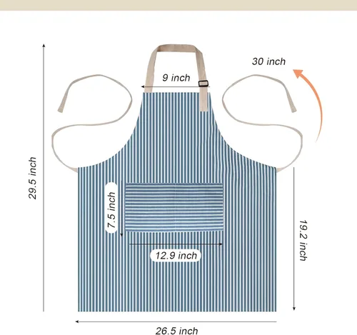 Miniatura 2 de ATROPOS Paquete de 2 delantales para mujer con bolsillos, delantales de cocina impermeables para mujer, delantales ajustables para chef, delantales