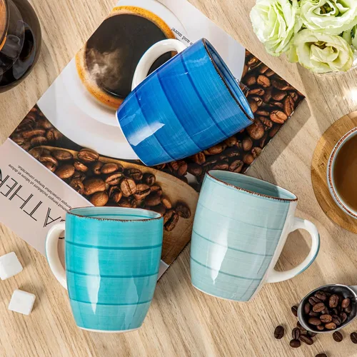 Miniatura 5 de Vancasso Bonita Juego de 6 Tazas de Café de 12 Oz, Tazas de Cerámica para Cappuccino, Café con Leche, Té, Cacao, Colores Frescos