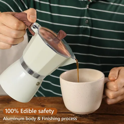 Miniatura 2 de Moka Pot - Máquina de café expreso de 10.1 fl oz-6 tazas, cafetera italiana, percoladora, aluminio, fácil de usar y limpiar, para uso doméstico