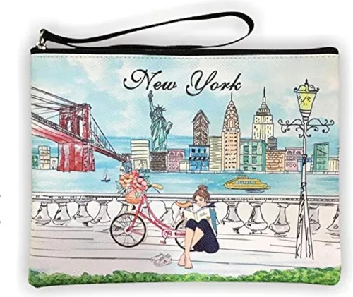 Miniatura 11 de Bolso grande de la mano del bolso del maquillaje del bolso de la cremallera del recuerdo de Nueva York para niñas y mujeres, JP-330133A, Bolso