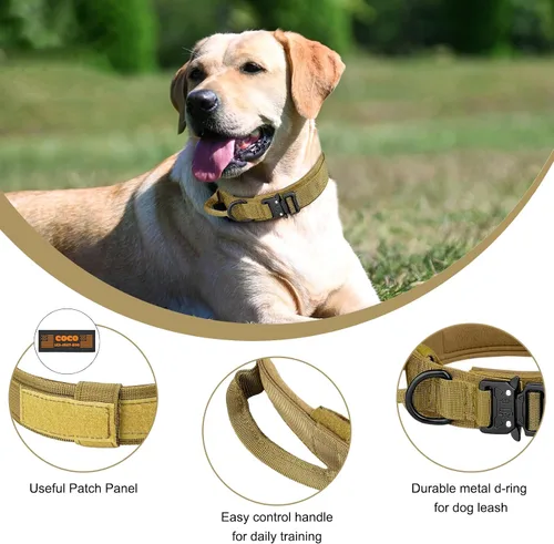 Miniatura 2 de Collar táctico personalizado para perro con parches de nombre y números, collar de perro personalizado con hebilla de metal de liberación rápida