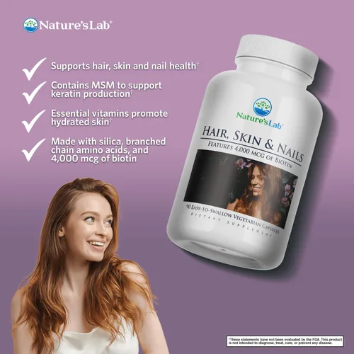 Miniatura 2 de Nature's Lab Cabello piel y uñas - Biotina, BCAA, MSM, complejo vitamínico - 90 unidades (suministro para 90 días)