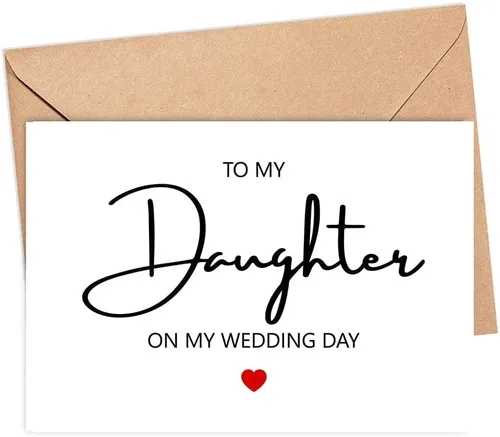 Tarjeta para el día de la boda con texto en inglés "To My Daughter To My Daughter", tarjeta para hija en el día de mi boda, tarjeta de felicitación