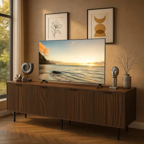 Miniatura 9 de Soporte de TV negro para televisores de hasta 80 pulgadas, consola de TV moderna de mediados de siglo, soportes de TV para sala de estar