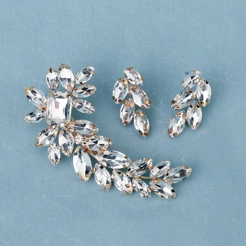Miniatura 4 de Pinza para el cabello con diamantes de imitación de cristal, diseño de orejas de trigo, horquilla de boda, horquilla de cristal para novia