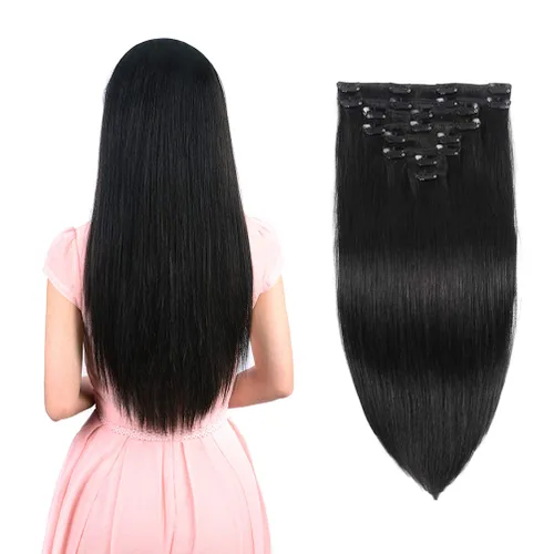 Miniatura 18 de Extensiones de cabello humano real con pinzas, 12 pulgadas, 2.89 oz, 8 piezas de extensiones de cabello Remy para mujer, color marrón medio