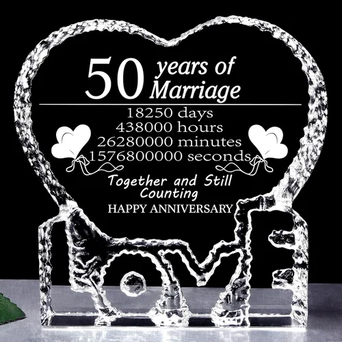 ZHSHWAT Regalos de cristal para aniversario de boda, 50 aniversario de boda, San Valentín, regalos de la madre para mujeres, hombres, mamá, papá,