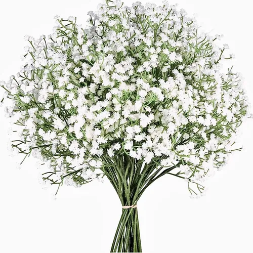 Miniatura 8 de LYLYFAN Flores artificiales de aliento de bebé, 12 unidades, flores de gypsophila de tacto real para boda, fiesta, hogar, jardín, decoración azul
