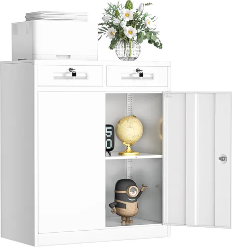 Miniatura 27 de INTERGREAT Gabinete de almacenamiento de metal con puertas con cerradura, gabinetes de almacenamiento de acero con cerradura con 2 puertas