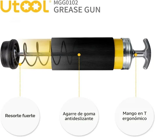 Miniatura 3 de UTOOL Pistola de engrase, 8000 PSI Juego de pistola de engrase resistente con carga de 14 onzas, manguera flexible de resorte de 18 pulgadas, 2