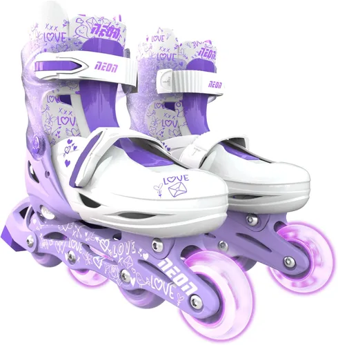 Yvolution Patines en línea ajustables de neón – Patines para niños con ruedas iluminadas – Tallas J12–6, para niños y niñas a partir de 5 años