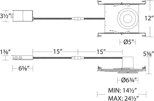 Miniatura 6 de WAC Lighting Blaze - Luz LED empotrable redonda de 6 pulgadas con kit de marco de nueva construcción, 5-CCT seleccionable 25 W, 2500 lúmenes