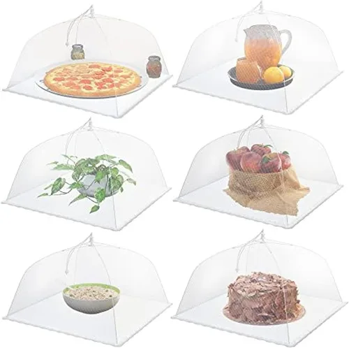 Simply Genius Paquete de 6 coberturas grandes y altas de malla desplegable de 17 x 17 pulgadas para exteriores, carpas de malla para fiestas,