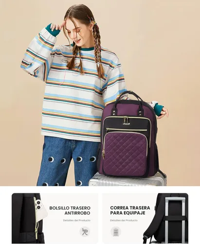 Miniatura 7 de LOVEVOOK Mochila para computadora portátil para mujer, mochila para trabajo de viaje, bolsa de computadora para enfermera, profesora, bolsa