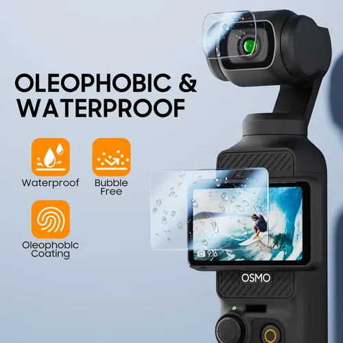 Miniatura 5 de DJI Osmo Pocket 3 - Protector de pantalla y protector de lente, 2 unidades, vidrio templado, dureza 9H, resistente a los arañazos, ultra HD