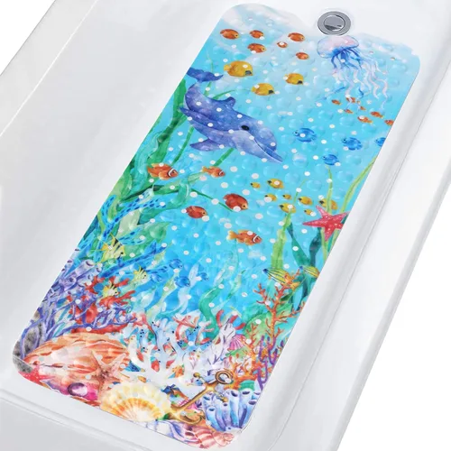 Miniatura 13 de Topotdor Alfombra de Baño para Bebé para Bañera para Niños, 40 X 16 Pulgadas Extra Larga Alfombra de Bañera para Niños Pequeños Antideslizante