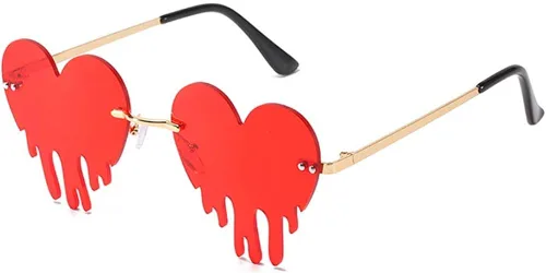 Lentes de sol de corazón derretido para hombres y mujeres, sin montura, irregulares, para fiesta única, lentes de sol de metal para baile de