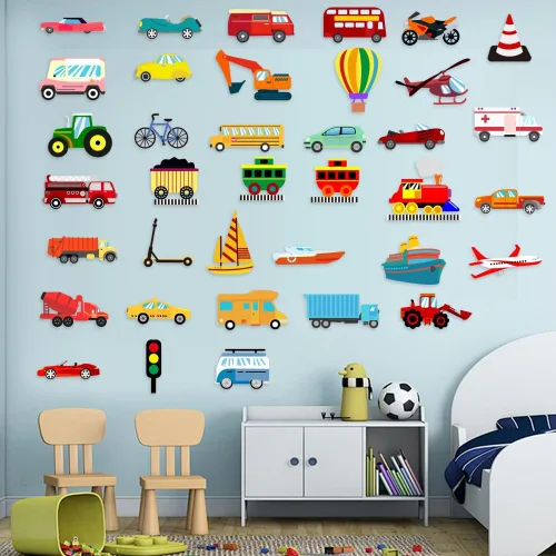 Miniatura 2 de BEUNITONE Juego de 40 piezas de tablero de fieltro de transporte para automóvil, juego de tablero de historia de fieltro colorido para narración
