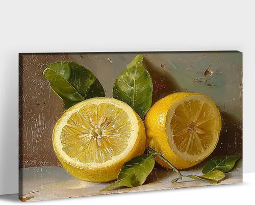Arte de pared de limón, limón amarillo vintage para impresiones de cocina, pintura de frutas para granja, comedor, despensa, lienzo para decoración