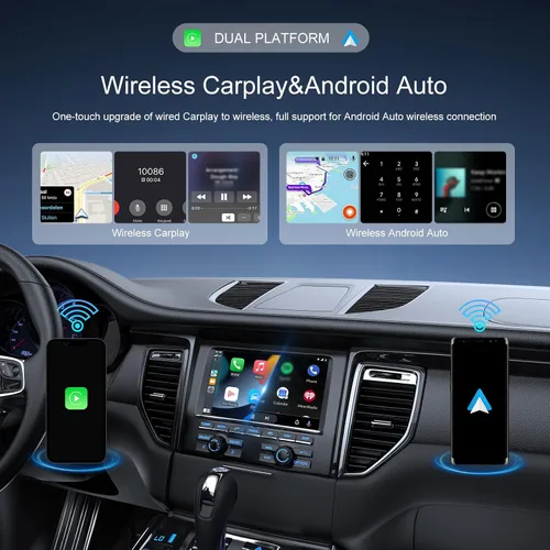 Miniatura 3 de CAMECHO Adaptador inalámbrico 2 en 1 para automóvil CarPlay Android Auto, adaptador inalámbrico Apple Car Play Android Auto, adaptador CarPlay