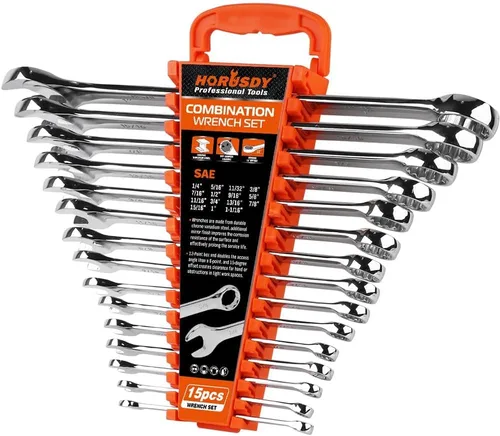 Miniatura 13 de HORUSDY - Juego de 13 llaves de trinquete resistentes Tamaños métricos 6–19mm Juego de llaves combinadas de trinquete de torque máximo