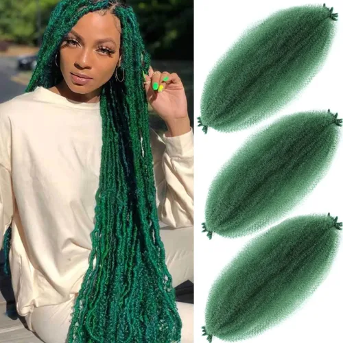 Miniatura 25 de Cabello afro elástico y trenzado de 30 pulgadas 2 paquetes, cabello preesponjado y trenzado elástico pre-estirado para extensiones de cabello suave