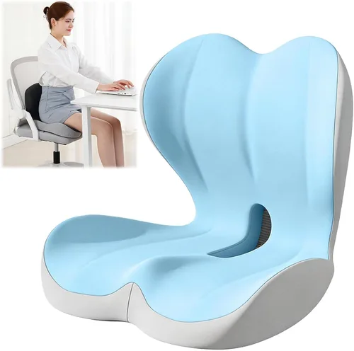 Miniatura 17 de Cojín ortopédico, cojín de asiento para silla de oficina y automóvil, cojines ergonómicos de espuma viscoelástica en forma de L, soporte lumbar