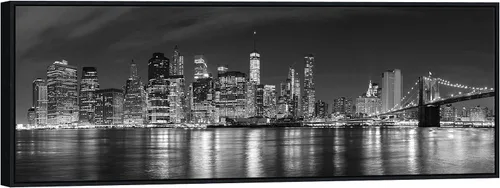 Miniatura 8 de Wieco Art - Skyline del Centro de Chicago en Blanco y Negro, Impresiones en Lienzo de Arte Moderno de Paisaje Urbano para Decoración de Pared