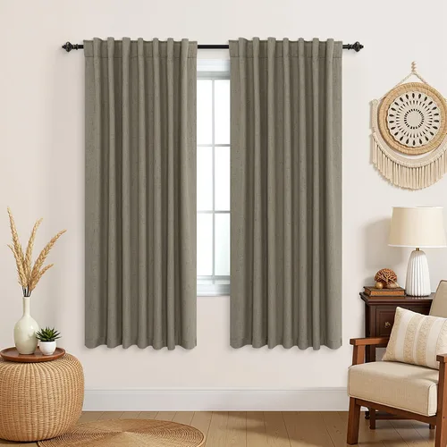 Miniatura 107 de KOUFALL - Cortinas de medio estilo francés de lino para ventana, juego de 2 cortinas cortas de 40 pulgadas de longitud, para privacidad, cortinas