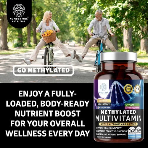 Miniatura 5 de Number One Nutrition Multivitamínico metilado para mujeres y hombres, multivitaminas diarias naturales con folato, vitamina B12, vitamina B2 y B6