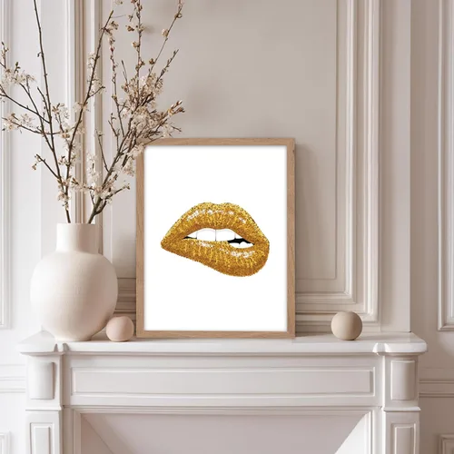 Miniatura 5 de Poster Master Impresión de labios dorados, póster de mordida de labio, arte moderno y minimalista, regalo bohemio para hombres y mujeres, diseño