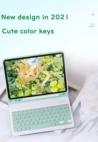 Miniatura 3 de Teclado a color para Samsung Galaxy Tab A8 de 10.5 pulgadas 2022 (SM-X200/X205/X207) Funda de teclado con Bluetooth desmontable extraíble (azul)