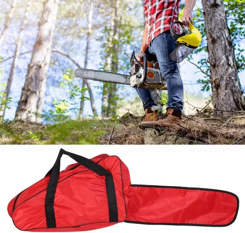 Miniatura 2 de TOPINCN Bolsa de transporte para motosierra, de tela Oxford, portátil, con asa y cremallera larga para motosierras de 12/14/16 pulgadas, color rojo
