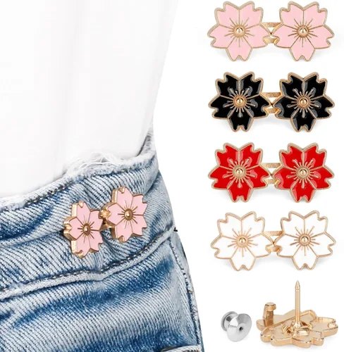 Miniatura 12 de TOOVREN Apretador de cintura para pantalones, botones de mezclilla desmontables para jeans sueltos, alfileres de botones sin costura y sin B-Daisy