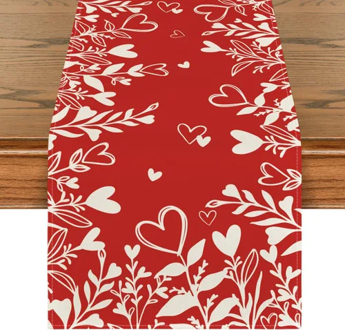Miniatura 8 de Artoid Mode Camino de mesa con diseño de corazón rojo para el día de San Valentín, decoración de mesa de comedor de cocina de temporada