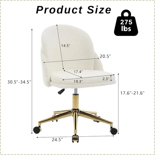 Miniatura 3 de Silla de escritorio de piel sintética, cómoda silla de tocador de maquillaje, moderna silla giratoria tapizada esponjosa con ruedas, base de metal