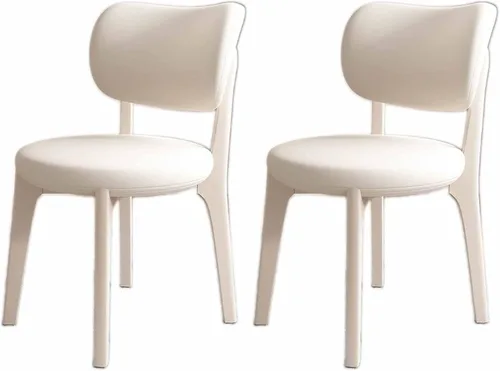 Miniatura 46 de Juego de sillas de comedor de madera modernas con respaldo curvado, sillas de cocina tapizadas con marco de madera, sillas laterales sin brazos