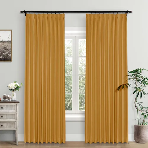 Miniatura 17 de Macochico Cortinas opacas de lino plisadas para oscurecer la habitación, panel con aislamiento térmico para dormitorio, sala de estar, sala