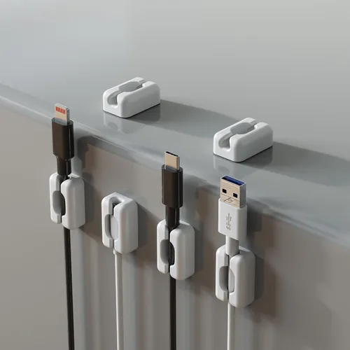Miniatura 14 de 5 clips organizadores de cables negros, clips adhesivos de silicona para cables de carga, organizador de cables para escritorio, mesita de noche