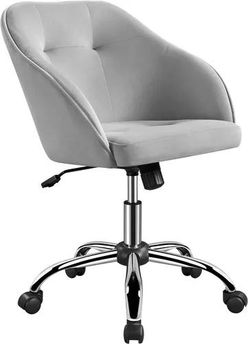 Miniatura 12 de Topeakmart Silla de escritorio de terciopelo para oficina, con base de metal, tapizada, giratoria, altura ajustable, silla de computadora moderna