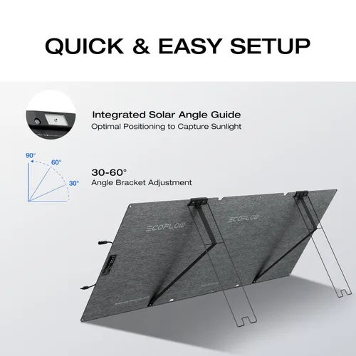 Miniatura 3 de EF ECOFLOW Panel solar portátil de 160 vatios para centrales eléctricas, panel solar plegable con eficiencia de conversión alta del 25% con soporte
