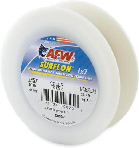 Miniatura 27 de Alambre de pesca americano Surflon recubierto de nailon 1x7 de acero inoxidable, línea líder de pesca para agua salada, prueba de 10 libras - prueba