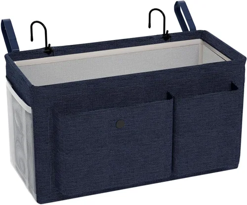 Miniatura 25 de Edudif Organizador de Cabecera de Doble Propósito, Organizador de Cama con 6 Bolsillos, Solución de Almacenamiento Versátil para Mesita de Noche