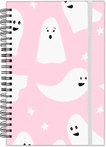 Miniatura 14 de Cuaderno de espiral de tapa dura, cuaderno de espiral con rayas anchas, tamaño A5, 5.5 x 8.3 pulgadas, papel grueso de 80 GSM, 60 hojas y 120