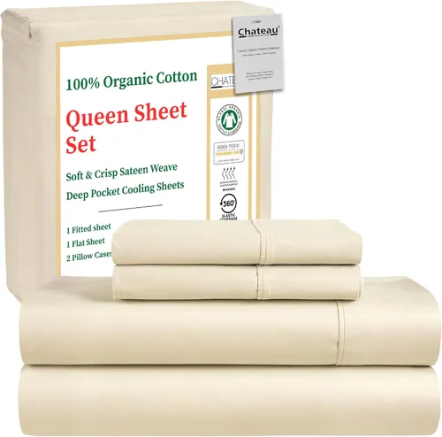 Miniatura 14 de Sábanas Twin XL 100% Algodón Para Cama Twin, Juegos de Sábanas Bajeras y Fundas de Almohada Totalmente Elásticas, Resistentes a la Decoloración